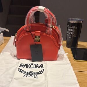 MCM Vibrant Red Orange Mini Bag new with tag and dust bag